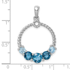 Sterling Silver Rhod-plat London blue and LB topaz Pendant