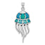 Lab-Created Blue Opal Jellyfish Pendant in Sterling Silver, 44mm - Sophia Jewelers