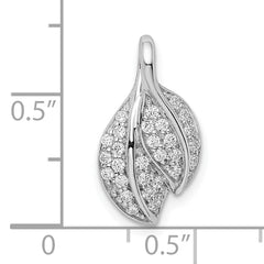 Sterling Silver Rhodium-plated CZ Leaf Slide