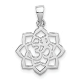 Sterling Silver Rhodium-plated Lotus w/Om Center Pendant