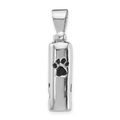 Sterling Silver Rhodium-plated Enameled Paw Prints Ash Holder Pendant