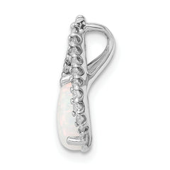 Sterling Silver Rhodium Plated CZ and Lab Created Opal Chain Slide