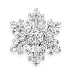 Sterling Silver Rhodium-plated CZ Snowflake Chain Slide