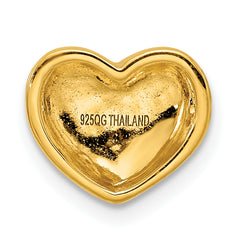 Sterling Silver Gold-plated Scratch Finish Heart Chain Slide