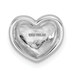 Sterling Silver Rhodium-plated Scratch Finish Heart Chain Slide