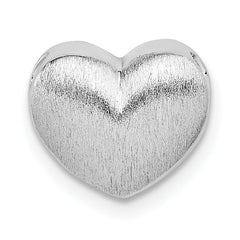 Sterling Silver Rhodium-plated Scratch Finish Heart Chain Slide