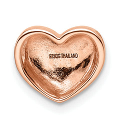 Sterling Silver Rose Gold-plated Scratch Finish Heart Chain Slide