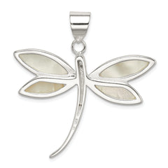 Sterling Silver White Shell Dragonfly Pendant