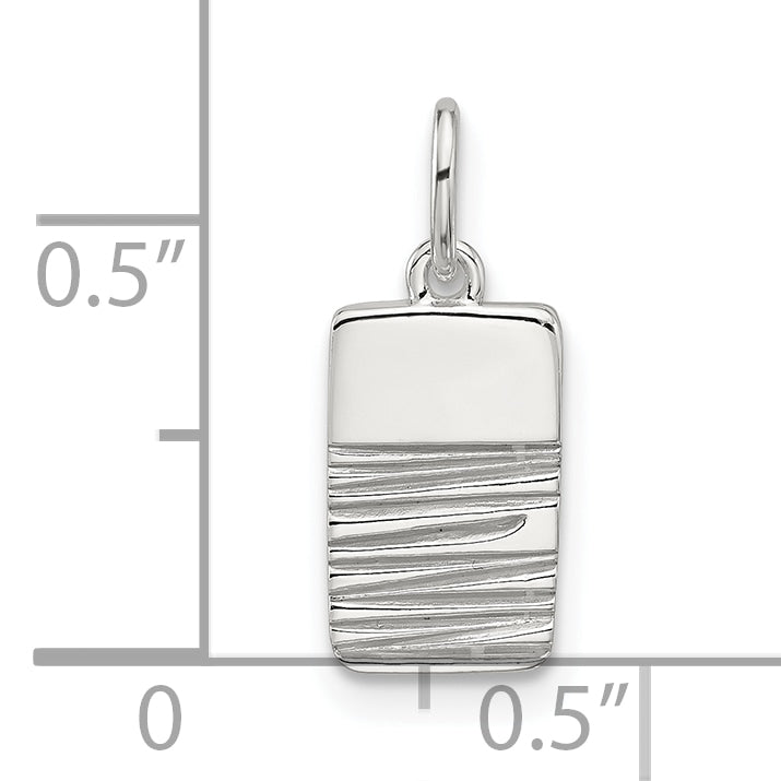 Sterling Silver E-coated Textured Rectangle Charm