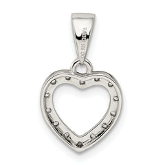 Sterling Silver Rhodium-plated CZ Heart Shape Pendant