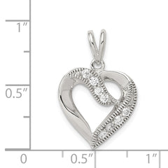 Sterling Silver CZ Heart Pendant