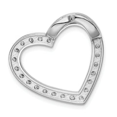 Sterling Silver Rhodium-plated CZ Heart Slide Pendant