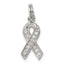 Sterling Silver Rhodium-plated CZ Awareness Ribbon Pendant