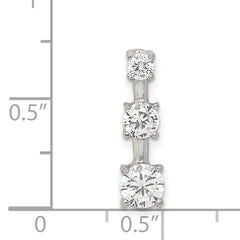 Sterling Silver Rhodium-plated 3-stone CZ Pendant