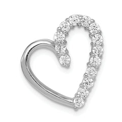 Sterling Silver Rhodium-plated CZ Heart Pendant