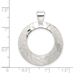Sterling Silver Rhodium-plated Hammered Circle Pendant