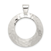 Sterling Silver Rhodium-plated Hammered Circle Pendant