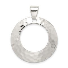 Sterling Silver Rhodium-plated Hammered Circle Pendant