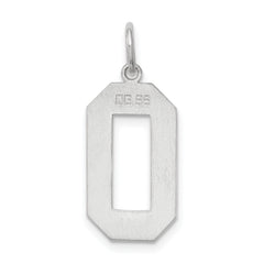 Sterling Silver/Rhodium-plated Polished Number 0 Charm