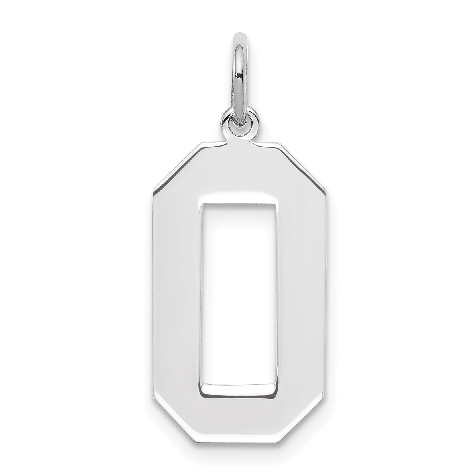 Sterling Silver/Rhodium-plated Polished Number 0 Charm