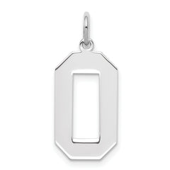 Sterling Silver/Rhodium-plated Polished Number 0 Charm