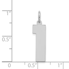 Sterling Silver/Rhodium-plated Polished Number 1 Charm