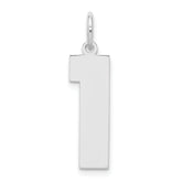 Sterling Silver/Rhodium-plated Polished Number 1 Charm