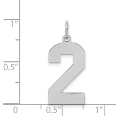 Sterling Silver/Rhodium-plated Polished Number 2 Charm