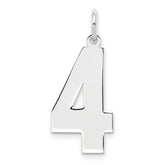 Sterling Silver/Rhodium-plated Polished Number 4 Charm