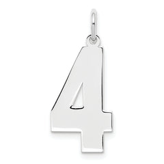 Sterling Silver/Rhodium-plated Polished Number 4 Charm