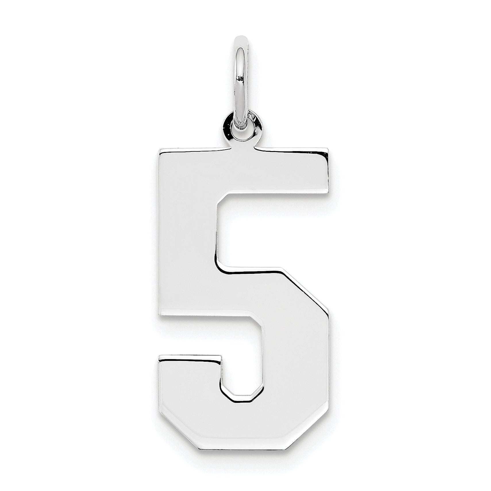 Sterling Silver/Rhodium-plated Polished Number 5 Charm