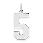 Sterling Silver/Rhodium-plated Polished Number 5 Charm