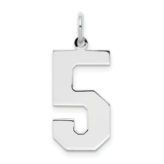 Sterling Silver/Rhodium-plated Polished Number 5 Charm