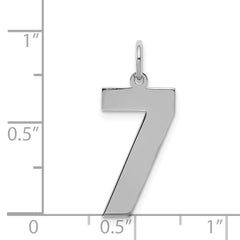 Sterling Silver/Rhodium-plated Polished Number 7 Charm