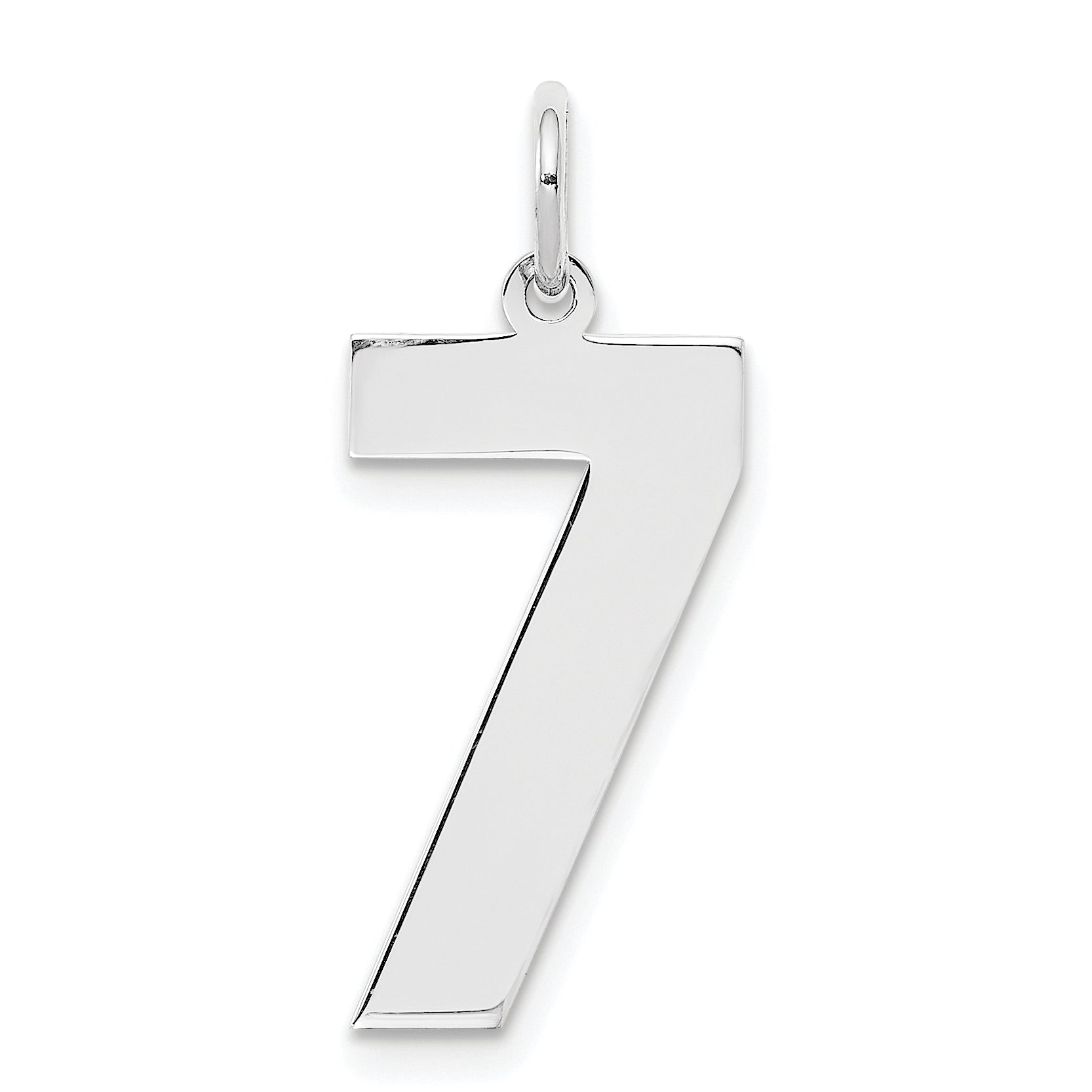 Sterling Silver/Rhodium-plated Polished Number 7 Charm