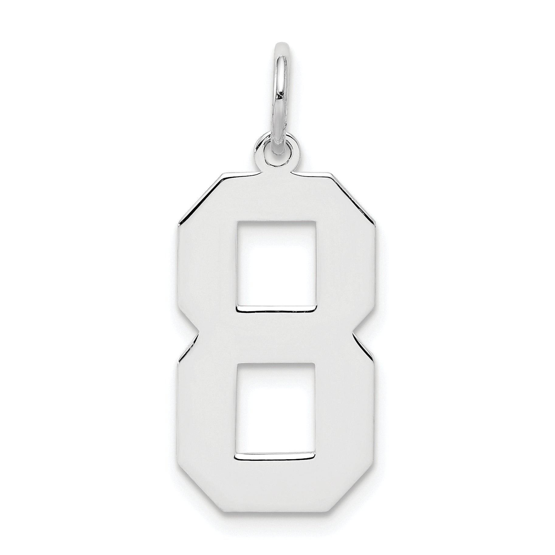 Sterling Silver/Rhodium-plated Polished Number 8 Charm