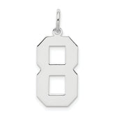 Sterling Silver/Rhodium-plated Polished Number 8 Charm