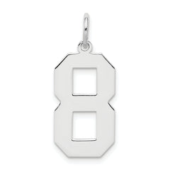 Sterling Silver/Rhodium-plated Polished Number 8 Charm