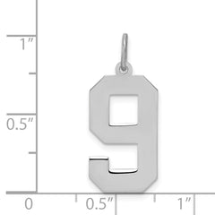 Sterling Silver/Rhodium-plated Polished Number 9 Charm
