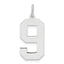 Sterling Silver/Rhodium-plated Polished Number 9 Charm