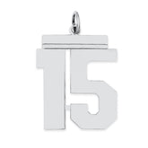 Sterling Silver/Rhodium-plated Polished Number 15 Charm