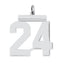 Sterling Silver/Rhodium-plated Polished Number 24 Charm