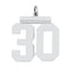 Sterling Silver/Rhodium-plated Polished Number 30 Charm