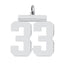 Sterling Silver/Rhodium-plated Polished Number 33 Charm