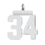 Sterling Silver/Rhodium-plated Polished Number 34 Charm