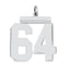 Sterling Silver/Rhodium-plated Polished Number 64 Charm