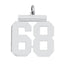 Sterling Silver/Rhodium-plated Polished Number 68 Charm