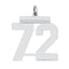 Sterling Silver/Rhodium-plated Polished Number 72 Charm