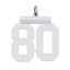 Sterling Silver/Rhodium-plated Polished Number 80 Charm
