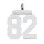 Sterling Silver/Rhodium-plated Polished Number 82 Charm